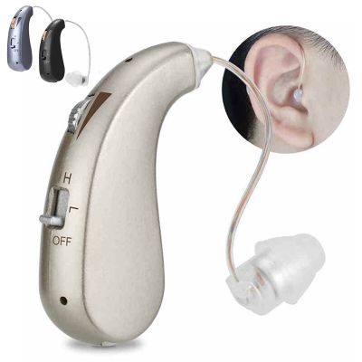 ZZOOI Rechargeable Mini Digital Hearing Aid Sound Amplifier BTE Ear Back Type Hearing Device Wireless Ear Aids for Elderly/Deafness