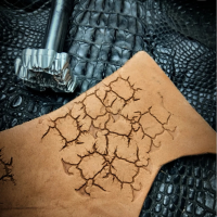 Rock Texture หนังแกะสลักเจาะชุดเครื่องมือ Embossing Pher ผักดำขำหนัง Vintage รูปแบบแสตมป์การพิมพ์ Craft