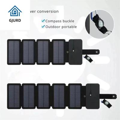 GJURD 2A 5V แผงชาร์จพลังงานแสงอาทิตย์ กำลังขับสูง เอาต์พุต USB แผงเซลล์แสงอาทิตย์ มัลติฟังก์ชั่ ยืดหยุ่นได้ ที่ชาร์จพลังงานแสงอาทิตย์กลางแจ้ง ที่ชาร์จสมาร์ทโฟน