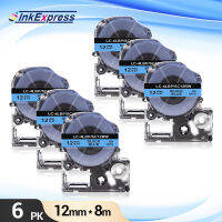 6Pcs SC12BW Tape for Epson SC12BW LK-4LBP Label Tape 12mm Black on Blue for Epson King Jim LW-300 LW-400 LW-700 Label Maker