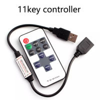 รีโมทควบคุมสายไฟ Led แบบหรี่แสงได้ 5 V Usb 11 Key Controll พร้อมแบตเตอรี่ CR2025)