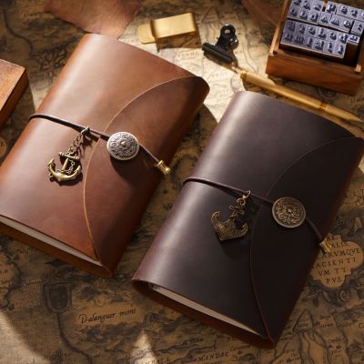 [COD] A6 Pirate Ship Diary Leather Book Notebook Stationery Loose-leaf Notepad Flip Cover