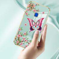 เคสสำหรับ Vivo 1820 1811 1816 1817 1807 2015 1814 1723 1727 1726 1851 1806 2018เคสโทรศัพท์แบบดอกไม้ผีเสื้อเคสหรูหราบางเฉียบเคลือบผิวด้วยสายคล้องมือ