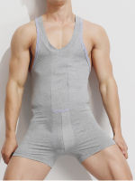 Cotton Jumpsuit For Men V Neck Leotard One Piece Sleepers Pajamas Body Building Singlet Shapewear Sexy Undershirt Boxer Pants