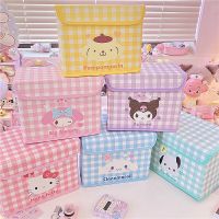 Sanrio กล่องที่เก็บเครื่องสำอางลายการ์ตูน,ที่เก็บของพับได้ลายการ์ตูนตัวการ์ตูนน่ารักกันฝุ่นน่ารักเด็กผู้หญิงหัวใจ