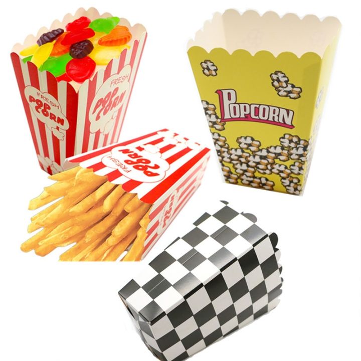 6pcs/Pack Movie Night Popcorn Paper Boxes Buckets Classic Vintage ...