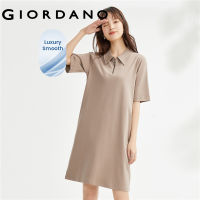 GIORDANO ผู้หญิง เดรสโปโลผ้าคอตตอนถักซิปสองด้าน Free Shipping 05463465