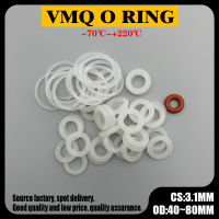 20 pcs VMQ สีขาวซิลิโคนแหวนปะเก็น CS 3.1 มม. OD 40 ~ 80 มม. เกรดอาหารกันน้ำเครื่องซักผ้ายางซิลิโคนปะเก็นยาง o-ring-Lusjeh