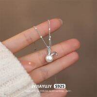 JYJIAYUJY 100% Whole Sterling Silver S925 Necklace In Stock Natural Pearl Rabbit Shape Zircon Jewelry Gift Daily N217