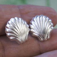 Handmade  Thai design earrings shell pure silver Thai Karen hill tribe สวยทำจากมึอลวดลายไทยตำหูเงินกระเหรี่ยงทำจากมือชาวเขางานฝีมือสวยของฝากที่มีคุณค่าของฝากถูกใจ