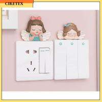 CIRETEX น่ารัก ห้องนั่งเล่น ทาสีมือ เจาะฟรี สติกเกอร์สวิตช์ 3 มิติ รูปทรงนางฟ้า ตกแต่งซ็อกเก็ต