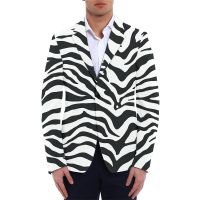 ZZOOI Mens Suit Zebra Stripes Blazers Floral Custom Male Long Suits Dropshipping Oversized Clothes Jacket Printed Clothing Wholesale