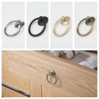 6Pcs Vintage Round Ring Furniture Door Pull Handle Alloy Cabinet Dresser Drawer Knobs Handle Cupboard For Jewelry Box Door Ring