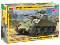 พลาสติก โมเดล ประกอบ  zvezda สเกล1/35 Medium tank M4A2 Sherman 75mm