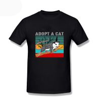 Men T Shirts Funny Adopt A Cat Opossum Japanese Tee Shirt MenS 100% Cotton Short Sleeve Unisex Top Tees Clothing Harajuku 3Xl S-4XL-5XL-6XL