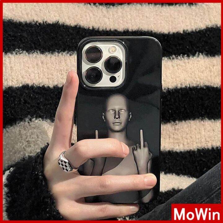 mowin-เข้ากันได้สำหรับ-เคสไอโฟน-เคสไอโฟน11-เคส-iphone-soft-สีดำเงากล้องผู้ชายรูปตลก-ป้องกันการกระแทก-ใช้ได้กับไอโฟน-14-13-12-โปรแม็กซ์