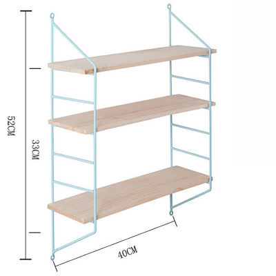 Nordic 3-Tier Storage Racks ชั้นแขวนติดผนังไม้และเหล็กผู้ถือ DIY Art ชั้นวางจอแสดงผลห้องนั่งเล่นตกแต่งบ้าน