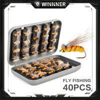 2022 ใหม่ 40/Pcs Anti-Corrosion ปลาเทราท์น้ำจืด Fly เหยื่อ Sea Bass Fly Fishing Lures ชุดกล่อง PVC