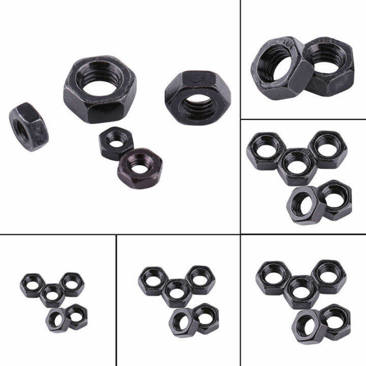 25pcs-black-grade-8-8-steel-din934-hex-hexagon-ordinary-nut-for-m1-6-m2-m2-5-m3-m4-m5-m6-m8-screw-bolt