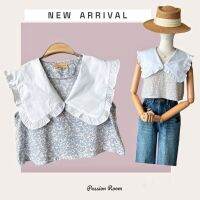 Original Linen Koea Crop ชนช้อปเกาหลีเลยค้า เสื้อคอปคอปกใหญ่ ผ้าลินินเกาหลีเนื้อดีมาก