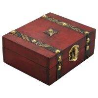 Vintage Wooden Treasure Chest Storage Box Lock Organizer Case Foldable Mini Small Wood Home Decor Container Trinket Jewelry Bin