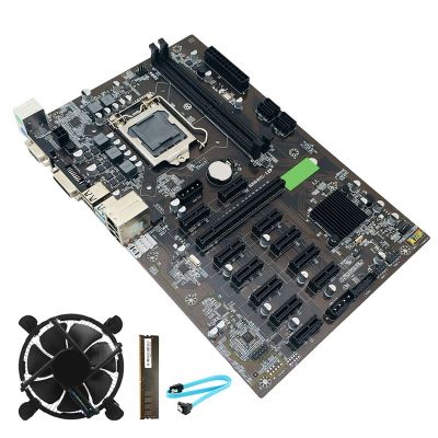 B250 BTC Mining Motherboard 1151 SATA 3.0 USB 3.0 with DDR4 4GB 2133MHZ RAM+Cooling Fan+SATA Cable Bitcoin Motherboard