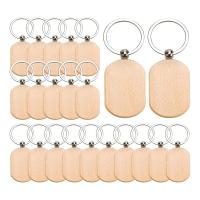 70 PCS Portable Wooden Keychain Blanks Wood Engraving Blanks Key Chain for DIY Crafts