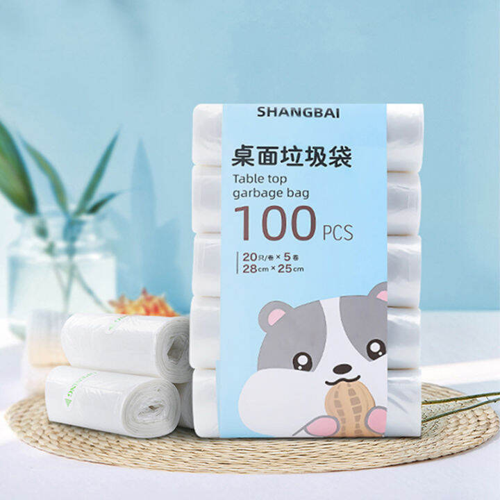 yizhuoliang-5ม้วน100pcs-กระเป๋าขยะขนาดเล็กครัวเรือนหนาขยะเดสก์ท็อปขนาดเล็กสามารถถุงขยะทิ้งเครื่องมือครัว