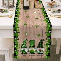 NICEFurniture Patricks Day Gnomes Clover Cotton Linen Table Runner Dresser Scarves Irish Non-Slip Rectangle Tablecloth Decor 13