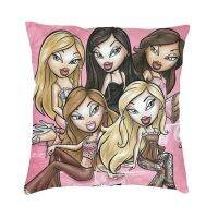 Bratz Rock Angelz ปลอกหมอนกำมะหยี่ขนาด45X45เคสหมอนลายภาพยนตร์อนิเมะกำมะหยี่สำหรับรถยนต์ปลอกหมอนสี่เหลี่ยมห้องนั่งเล่น