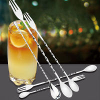 Stainless Steel Kitchenware Stirring Rod Cocktail Fork Spoon Bar Appliances Cocktail Double Head Spiral Shape