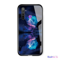 UCUC เคสโทรศัพท์เคสสำหรับ Realme 5 วินาทีกรณี Aurora อวกาศเมจิกเรื่องราวฝันไล่โทนสีรุ้งปลอกปกมันวาวกระจกนิรภัยโทรศัพท์กรณีปลอกเปลือก