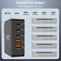 Ubigbuy 200W USB C Wall Charger, 5-Port GaN II Fast Charging Station PPS PD 100W 65W Power Adapter สำหรับแล็ปท็อปแท็บเล็ตสมาร์ทโฟน