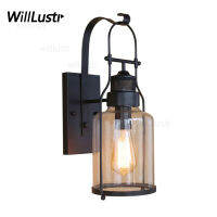 clear glass shade wall sconce lamp American country bar cafe restaurant ho loft home dinning room bedside vintage iron light