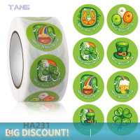 ?【Lowest price】TANG 500PCS/ROLL 1นิ้ว ST patricks Day สติกเกอร์การ์ตูนสีเขียวสำหรับ irish PARTY