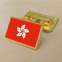 Hong Kong Special Administrative Region of China flag pin 2.5*1.5cm zinc alloy die-cast PVC colour coated gold rectangular medallion badge without added resin