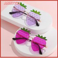 ANNTYE1 โลหะสำหรับตกแต่ง แว่นตากันแดดสตรอเบอรี่ สตรีทสแนป เฉดสี Y2K สำหรับผู้หญิง แว่นตากันแดดไร้ขอบ เทศกาล/ปาร์ตี้/คลั่ง