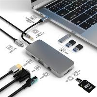 พร้อม Usb 10 In 1ตัวแปลงฮับ Multi-Ftion Type C การ์ดรีดเดอร์ Usb C ฮับตัวแยกอะแดปเตอร์ขยายแบบพกพา Vga ฮับ4K