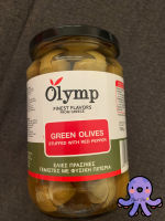 OLYMP     Green Olives Stuffed with Red Pepper     Size 700g.