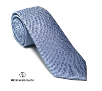 Giorgio Del Sarto Silk-Cotton Necktie Size Slim Blue with Fabric Texture เนคไทสีฟ้าลายพื้นมีเท็กเจอร์