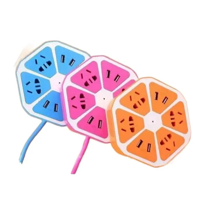 Hexagon Extension Cord With MultiSockets Up to 2 U Ports Socket wrench