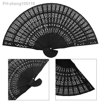 Vintage Style Summer Vintage Bamboo Folding Hand Held Cherry Blossoms Fan Chinese Dance Party Pocket Gifts Wedding Black Fan