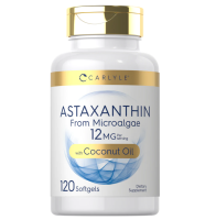 สูตรใหม่พรีเมื่ยม Carlyle Astaxanthin 12mg 120 Softgels from Microalgae with Coconut Oil Non-GMO &amp; Gluten Free(sku.2335)