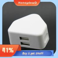 HONEYDEWD การเดินทางการเดินทาง ที่5V2.1A 3พิน อะแดปเตอร์ไฟฟ้า ปลั๊ก UK ที่ชาร์จติดผนัง ที่ชาร์จ USB