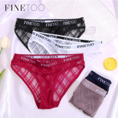 FINETOO M-XXL Mesh Women Sexy Panties Lingerie Breathable Underwear Pantys Low Waist Girl Briefs Letter Woman Underpant