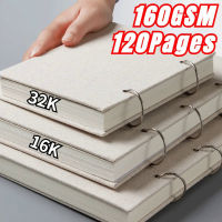 120Pages Spiral Sketchbook 160GSM R Notebook Linen Hardcover Refillable for Art Drawing Stationery School Supplies