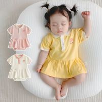 Baby pack fart garment skirt super of lovely thin jumpsuits polo clothing f婴儿装包屁衣短裙超萌可爱薄款连体衣polo哈衣女宝短袖裙子sy4711