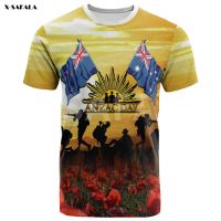 Nazdoc week ANZAC Day Army 3D fashion over printed round neck t-shiren men women Harajuku casual tee