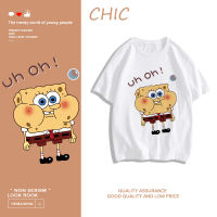 เสื้อยืด CHIC สพันจ์บ็อบพิมพ์แขนสั้น สบาย ๆ T0115