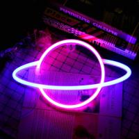 Planet LED Lights Neon Light Sign Bedroom Decor Neon Sign Night Lamp for Rooms Wall Art Bar Party USB or Battery Powered Night Lights